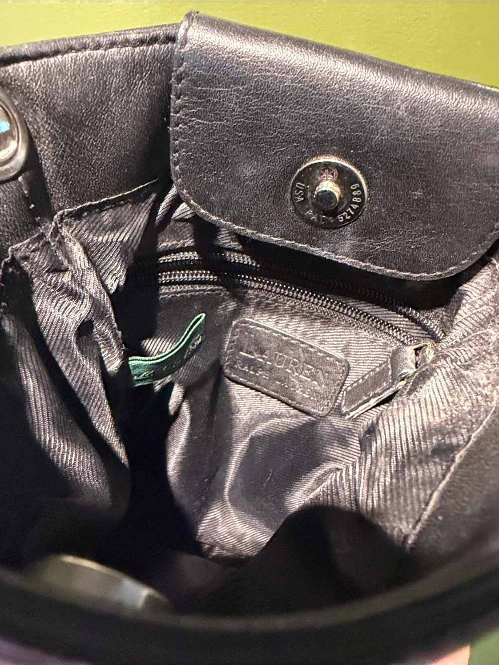 Ralph Lauren Black Crossbody Bag with Striped Adjustable Strap